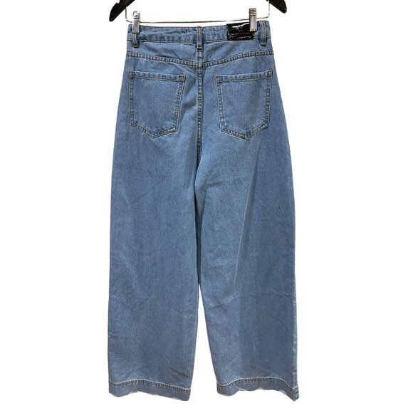 Love For Humanity Premium Denim Wide-Leg Jeans 5/27 Light Blue High-Waisted Crop - Picture 3 of 7